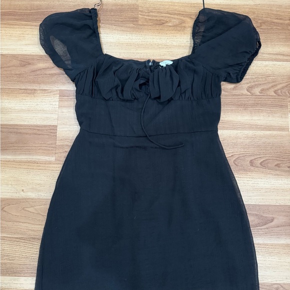 Black Ruffled Mini Dress - Picture 1 of 2